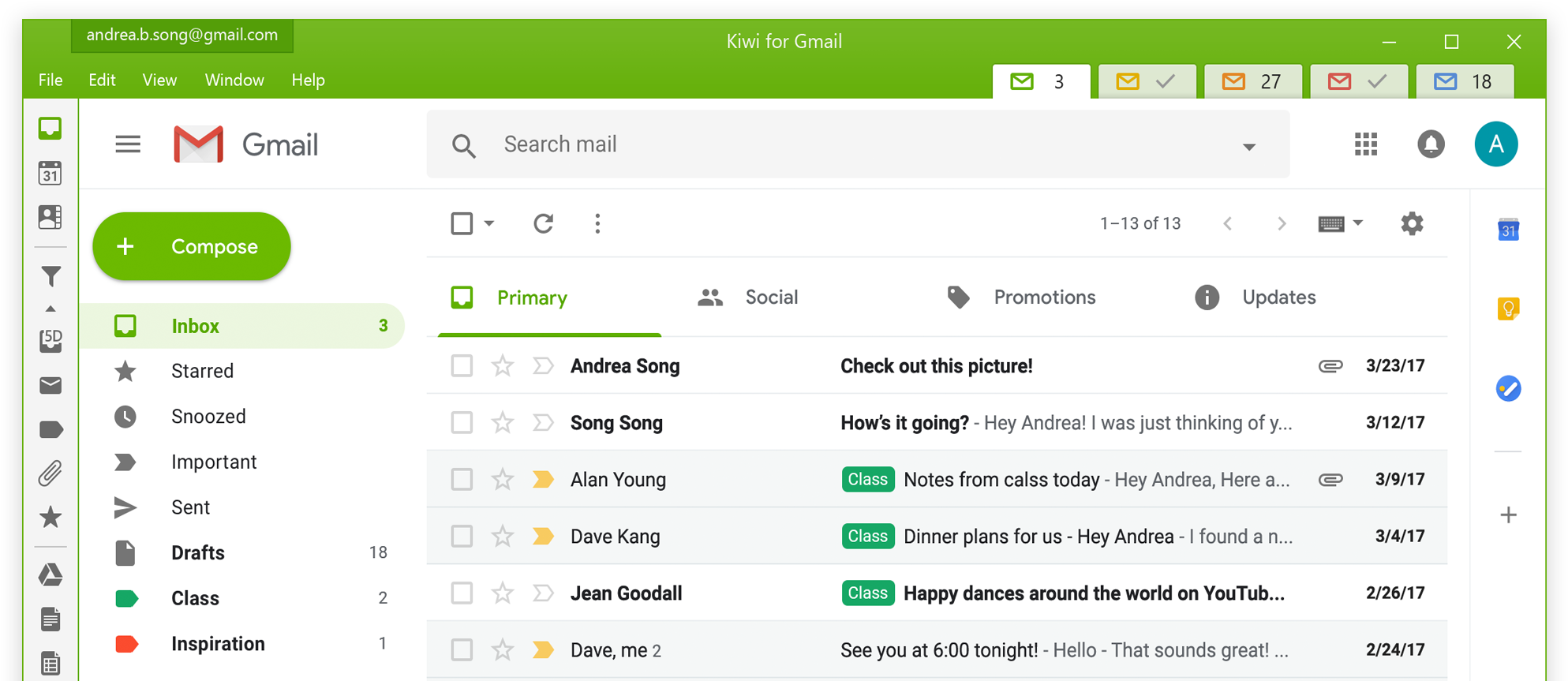 Gmail Inbox Interface Screenshot