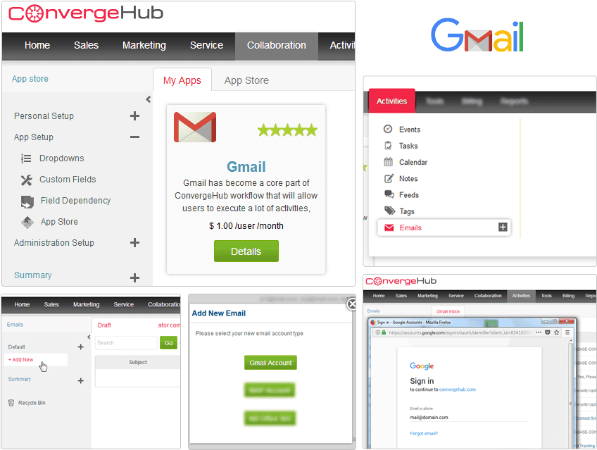 Gmail Integration Converge Hub Screenshots