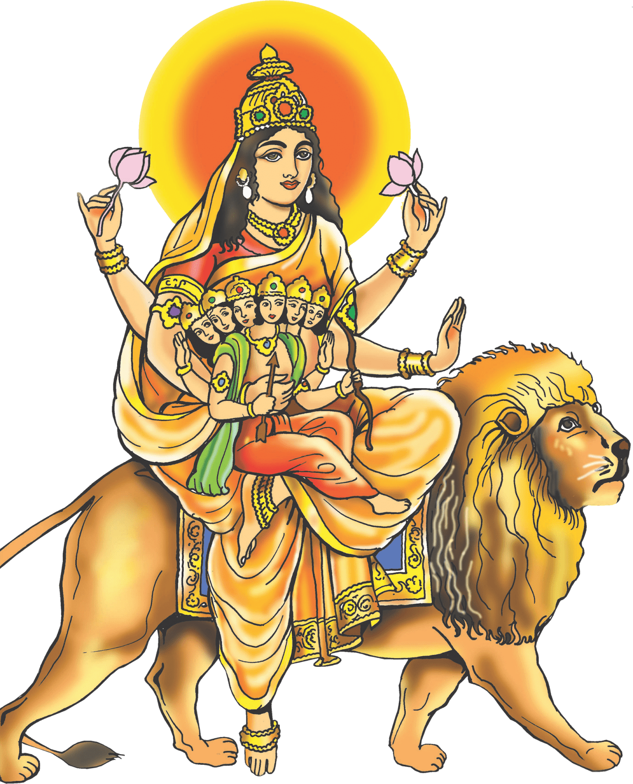 Goddess Durgaon Lion