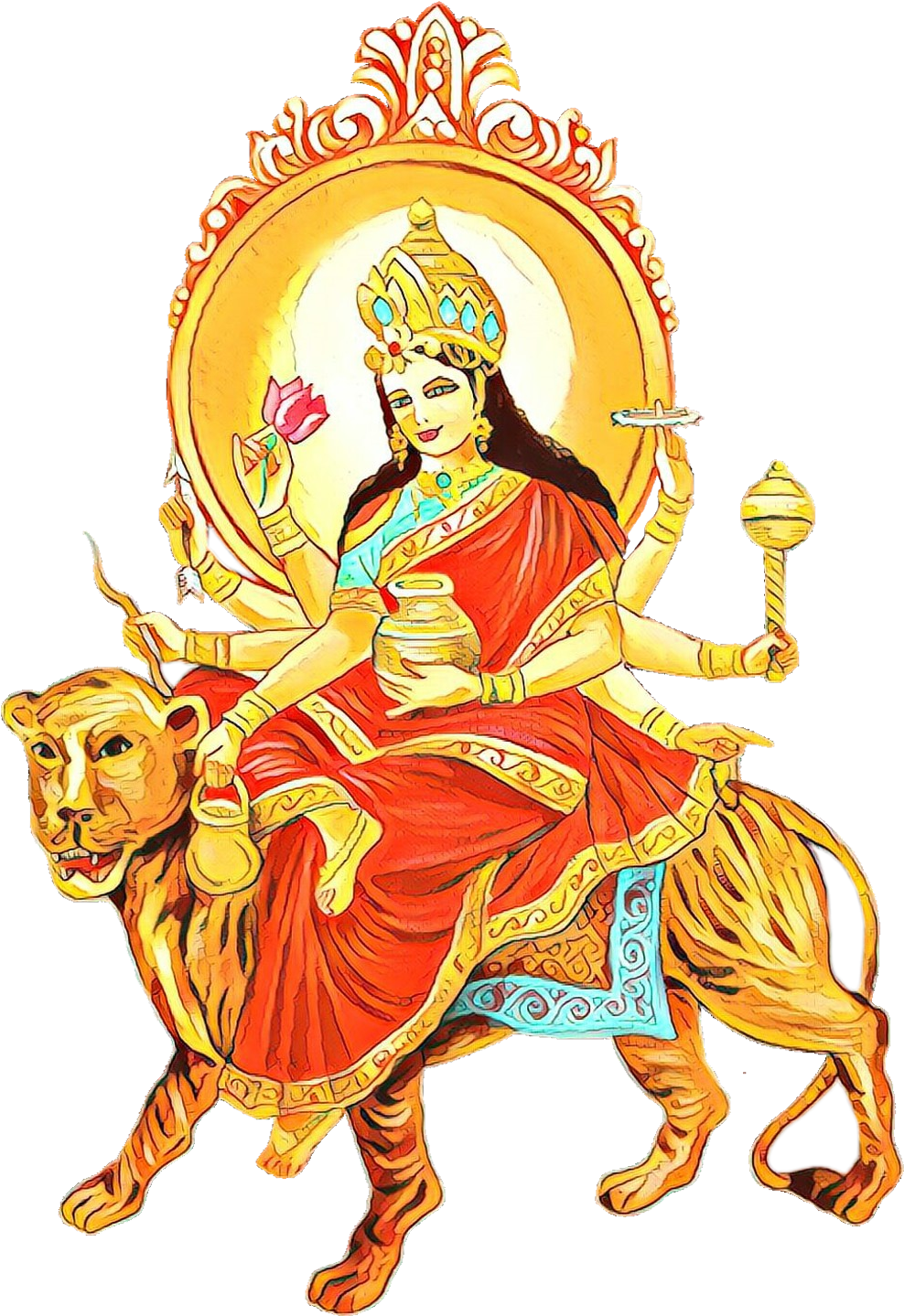 Goddess Durgaon Tiger Illustration