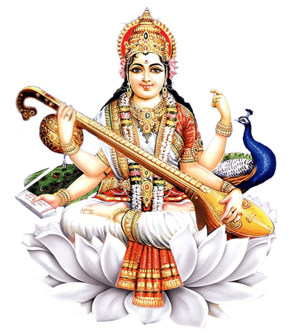 Goddess_ Saraswati_ Seated_on_ Lotus