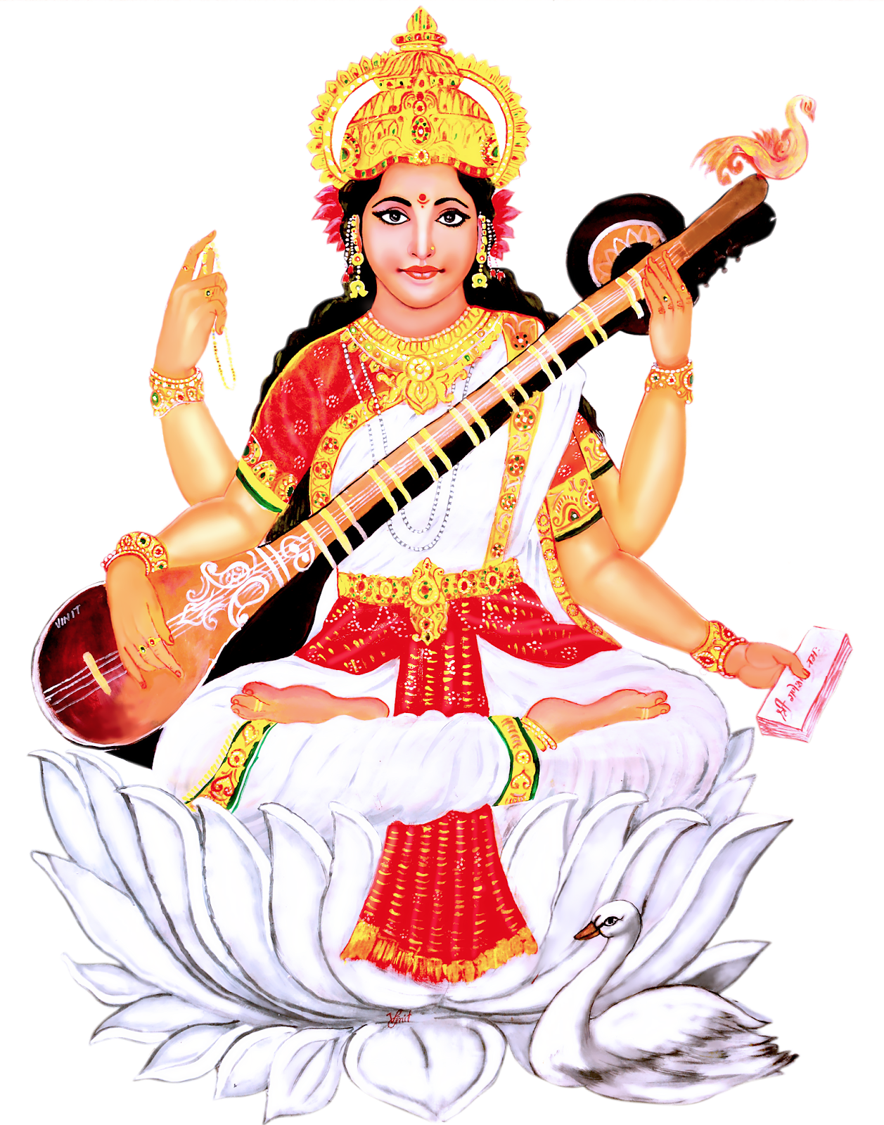 Goddess Saraswati Seatedon Lotus