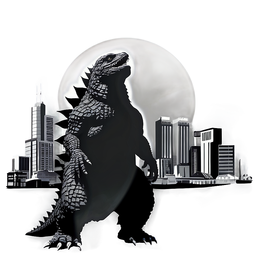 Godzilla Silhouette Cityscape Png Peb23