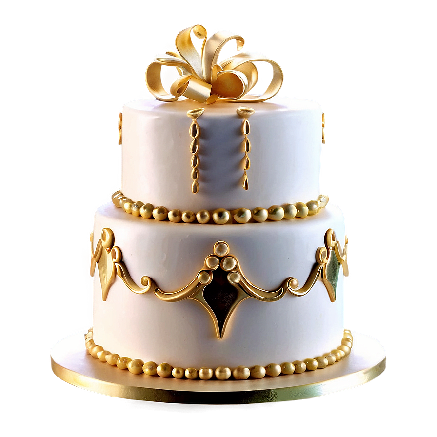 Gold Accented Wedding Cake Png 27