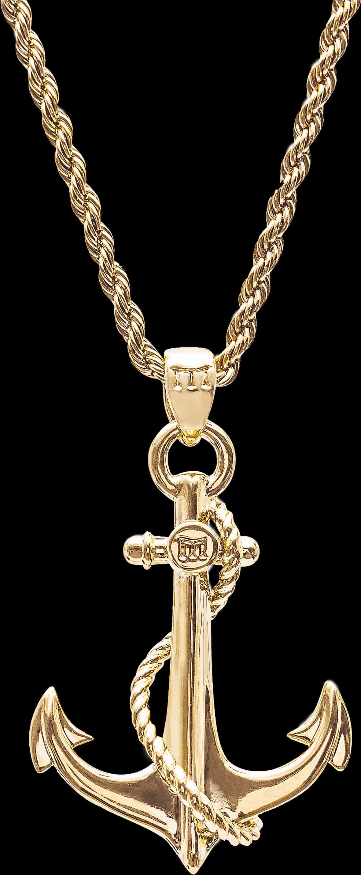 Gold Anchor Pendant Necklace