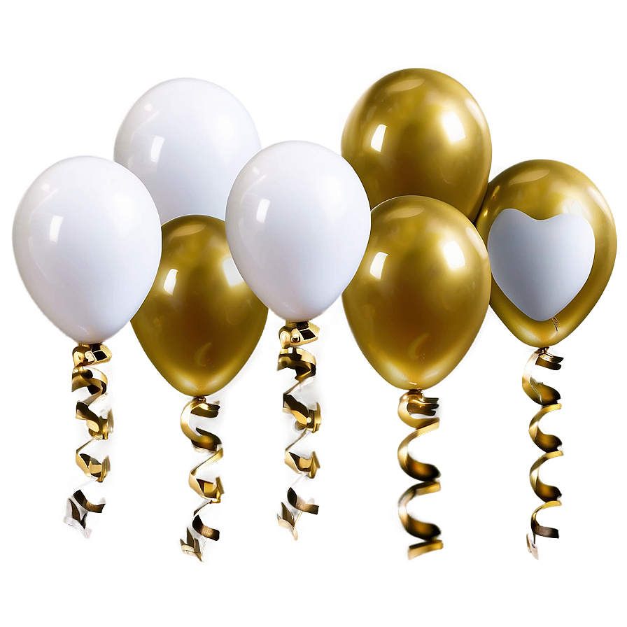 Gold And White Balloons Png Qaw73