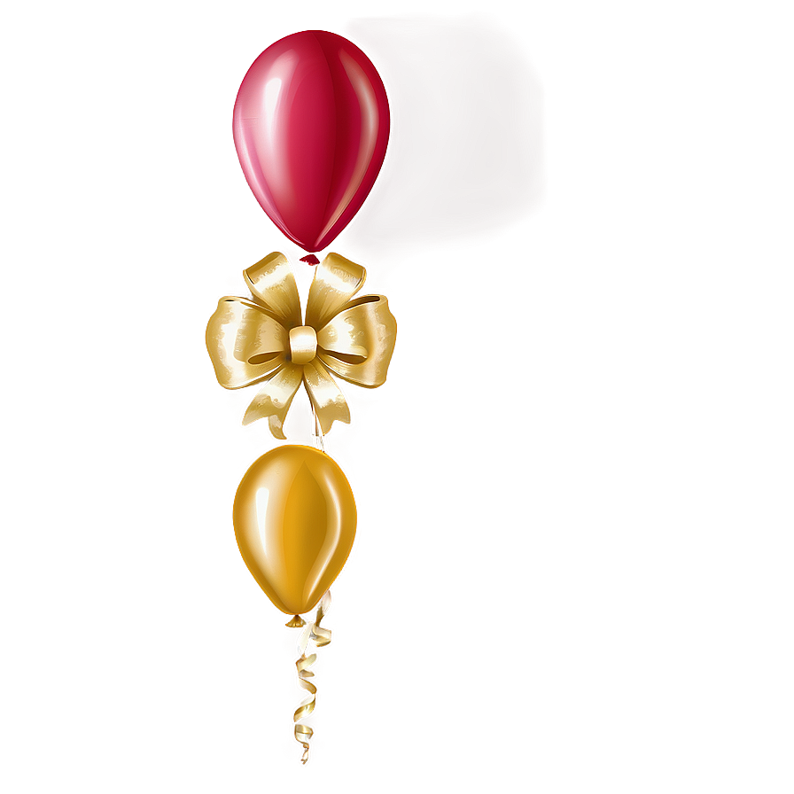 Gold Balloon With Bow Png 06212024