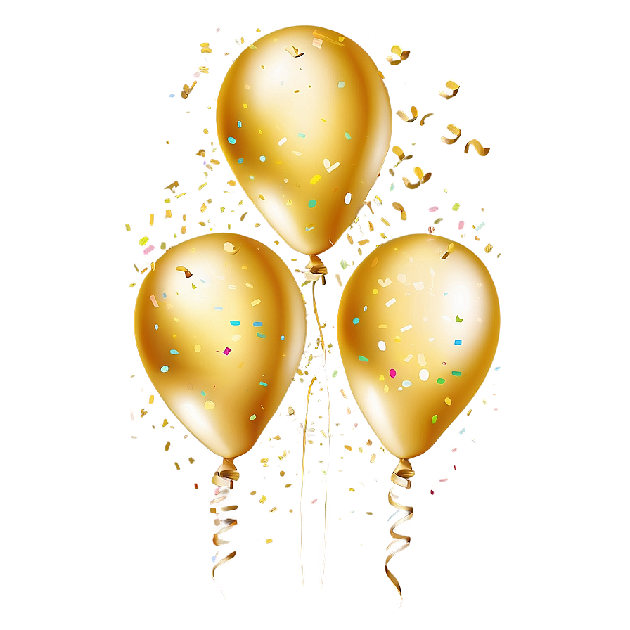 Gold Balloons With Confetti Png 84