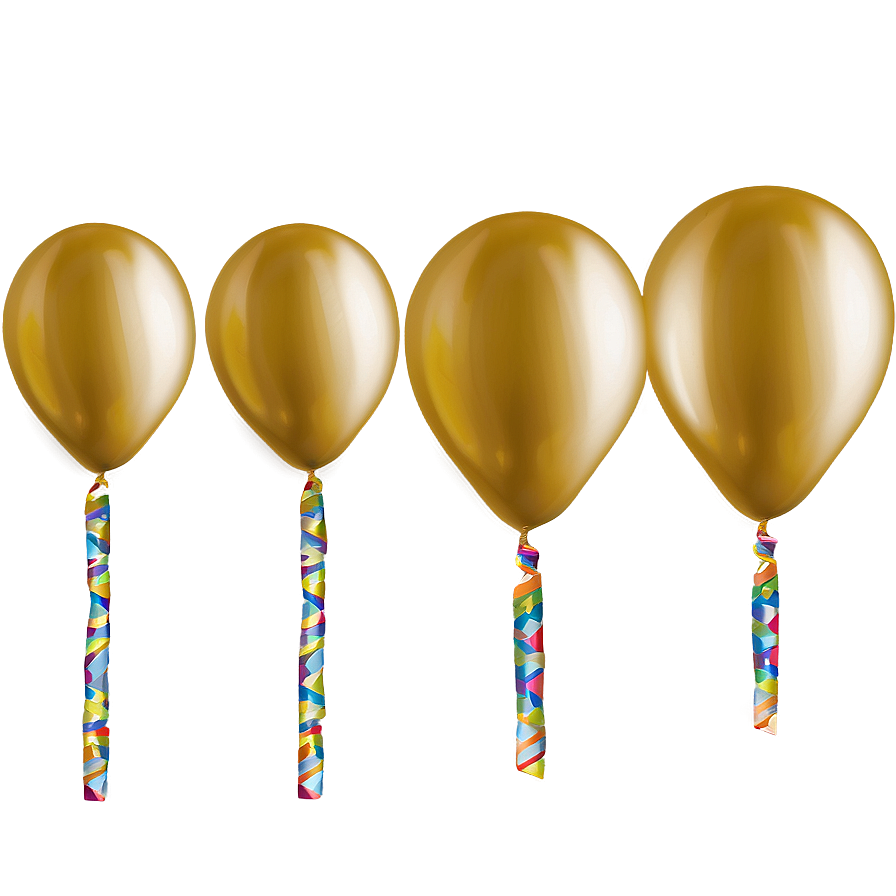 Gold Balloons With Ribbons Png 46