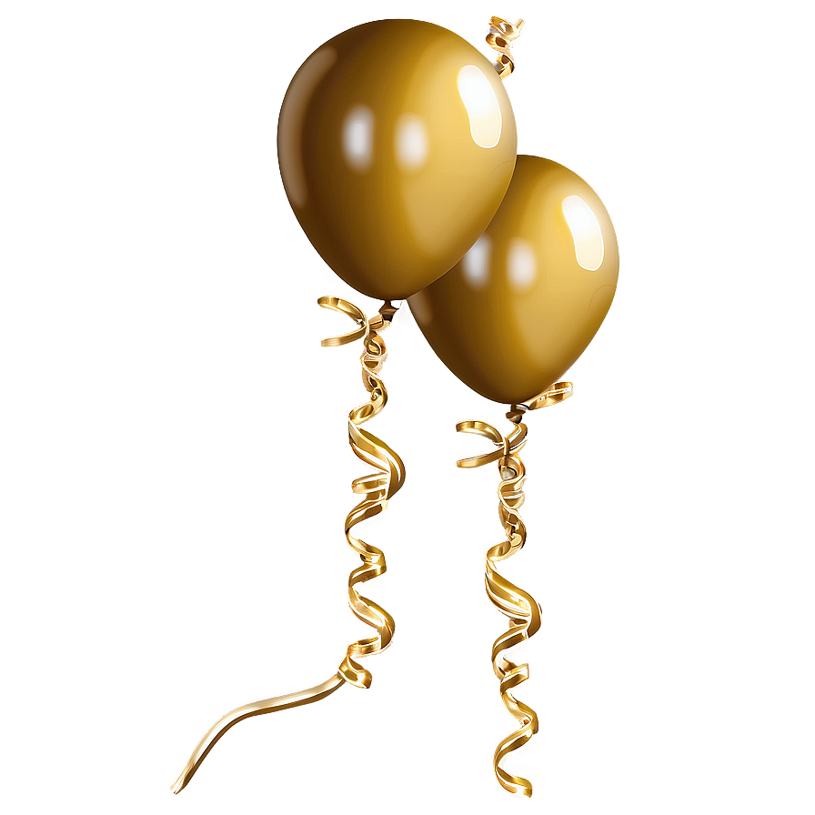 Gold Balloons With String Png 69
