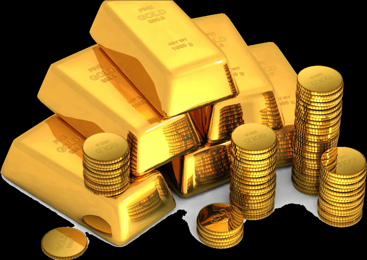 Gold Barsand Coins Wealth Concept