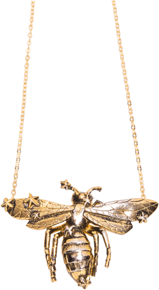 Gold Bee Pendant Chain Necklace