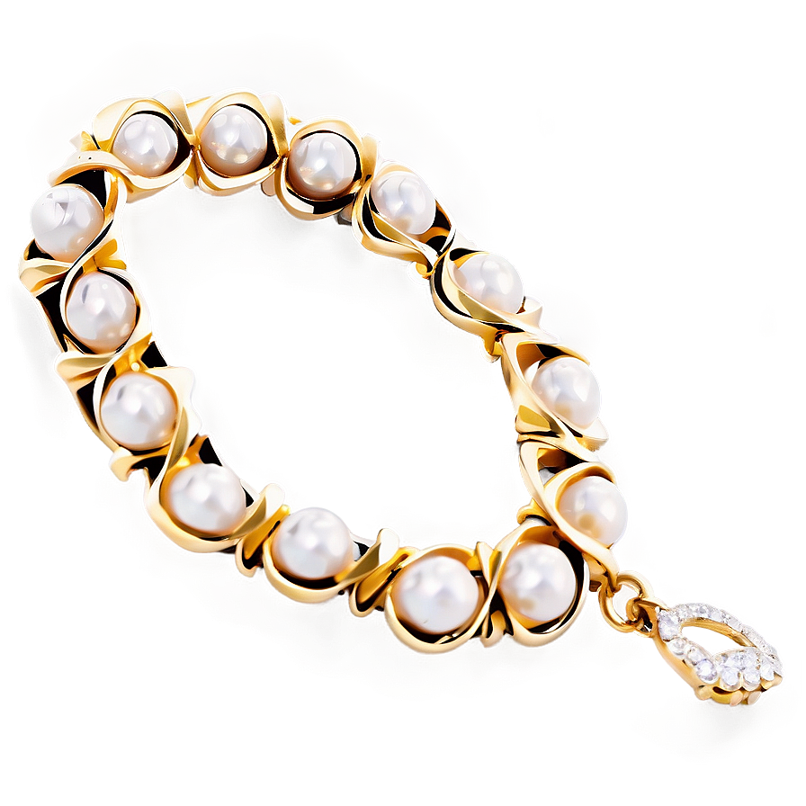 Gold Bracelet With Pearls Png Fls20