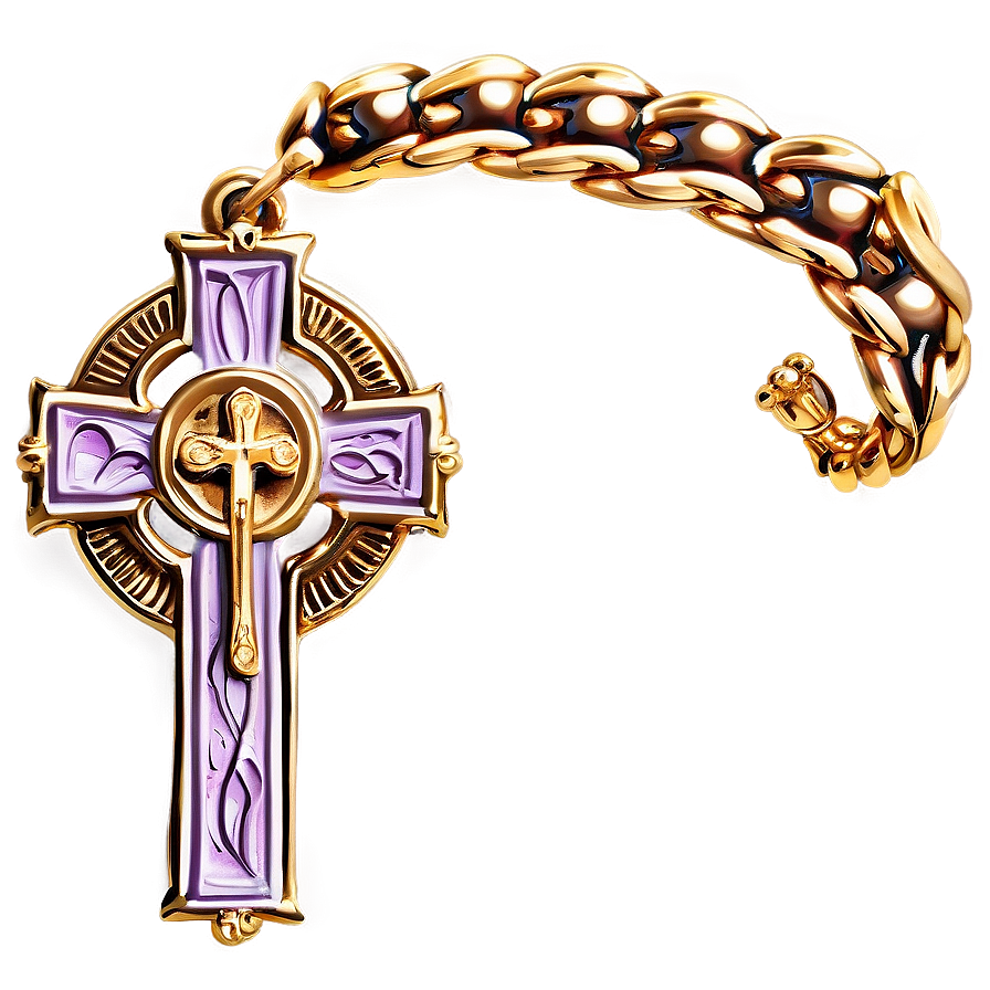 Gold Catholic Cross Design Png 06122024