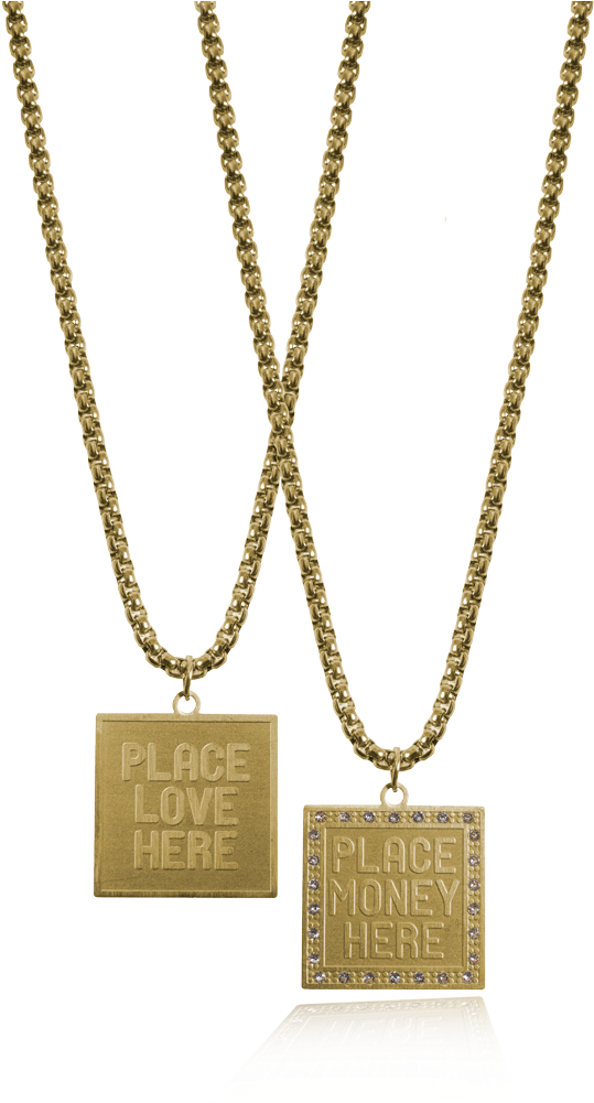 Gold Chain Necklaceswith Loveand Money Pendants