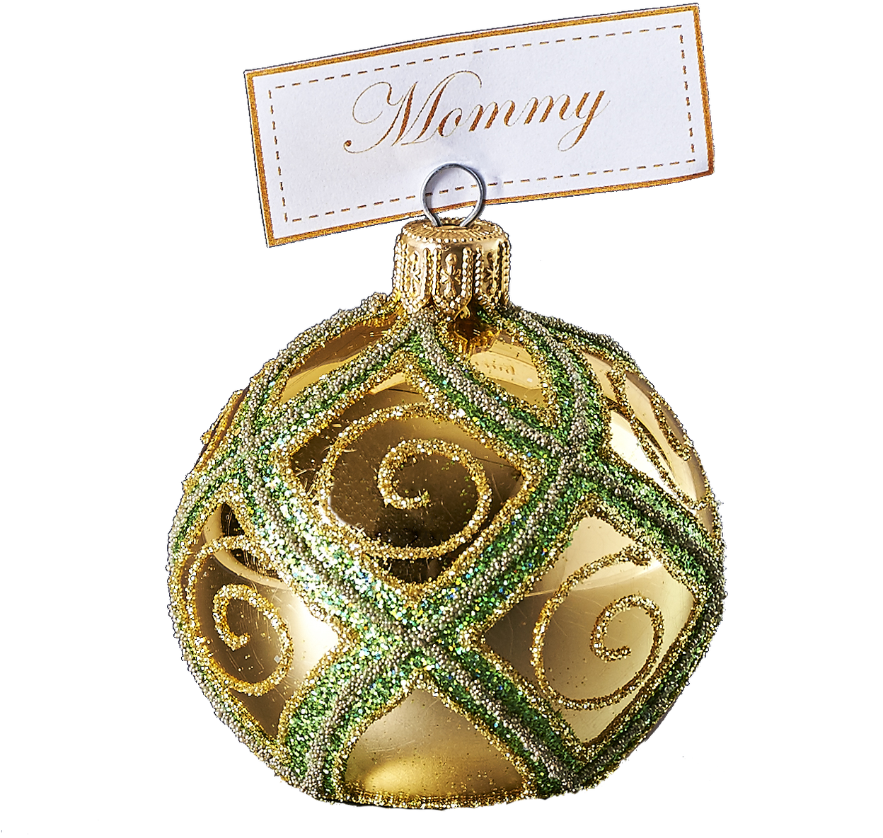 Gold Christmas Ornament Mommy Tag