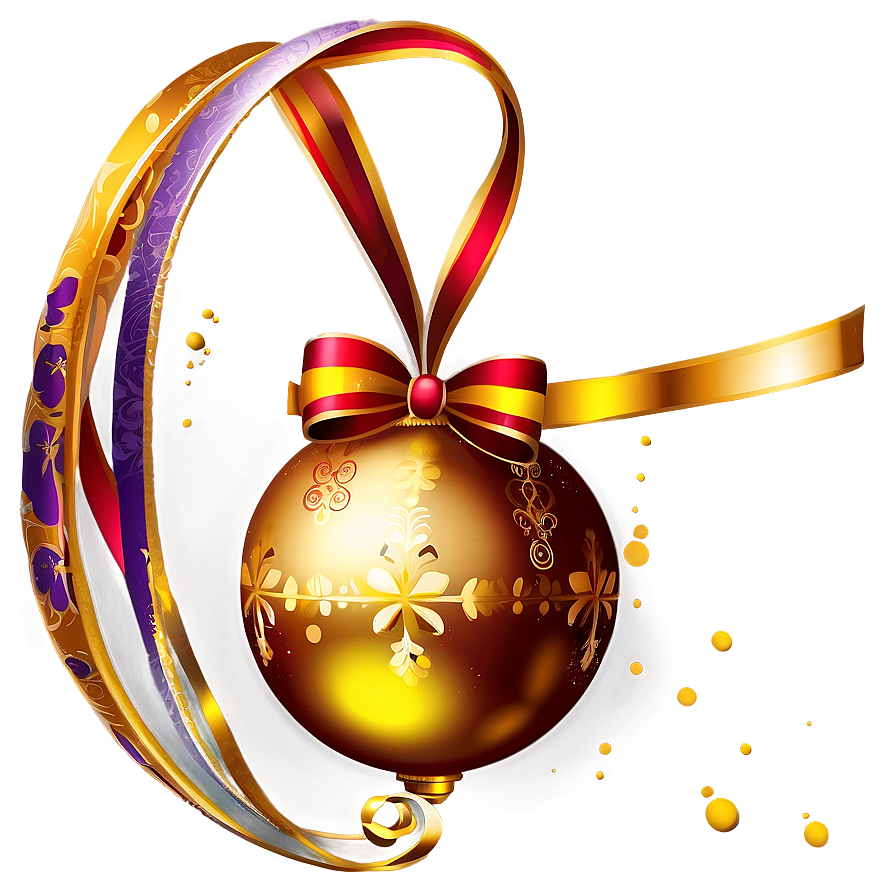 Gold Christmas Ornament With Bow Png 29