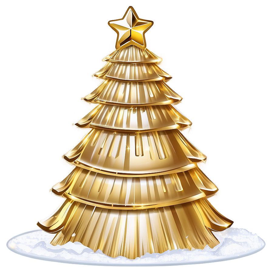 Gold Christmas Tree In Snowy Scene Png 63