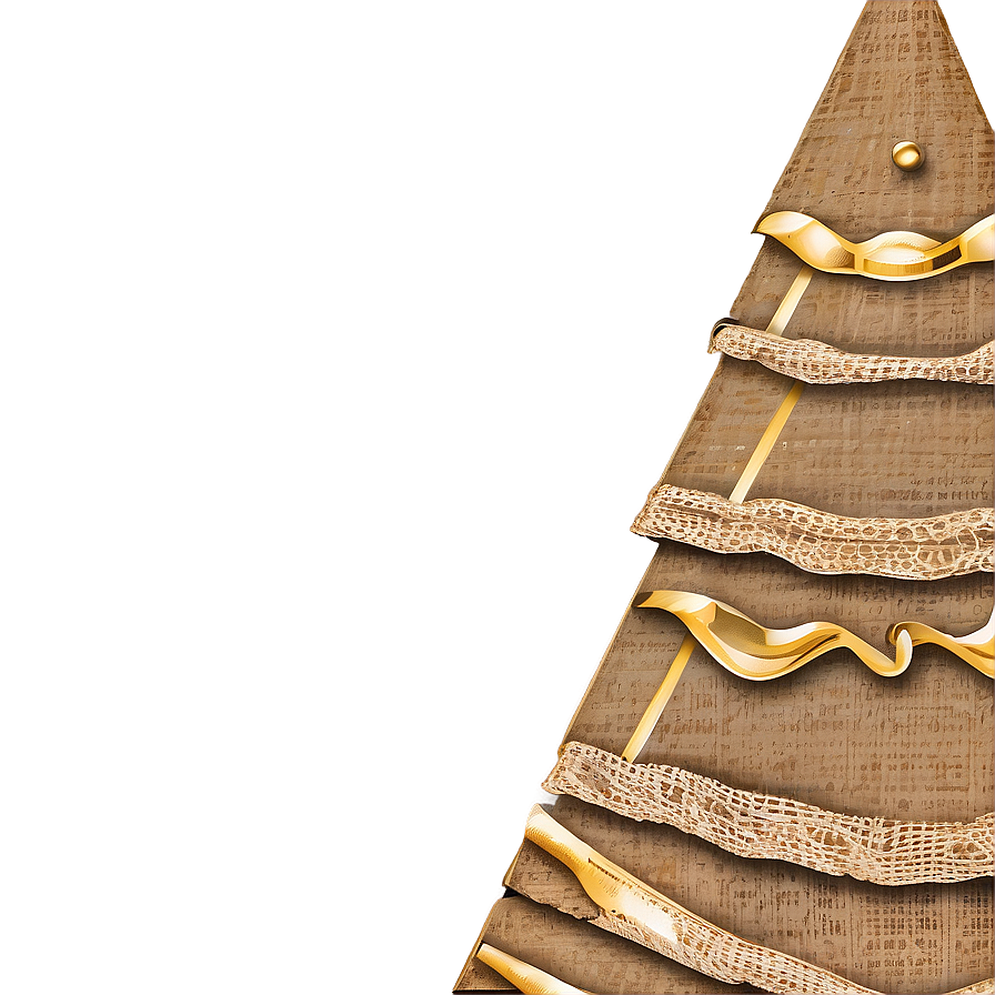 Gold Christmas Tree With Burlap Accents Png Rgw