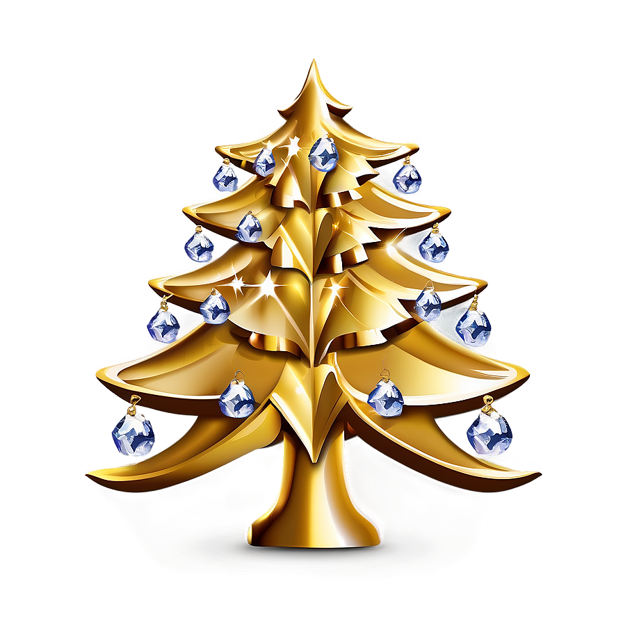 Gold Christmas Tree With Crystal Ornaments Png 06282024