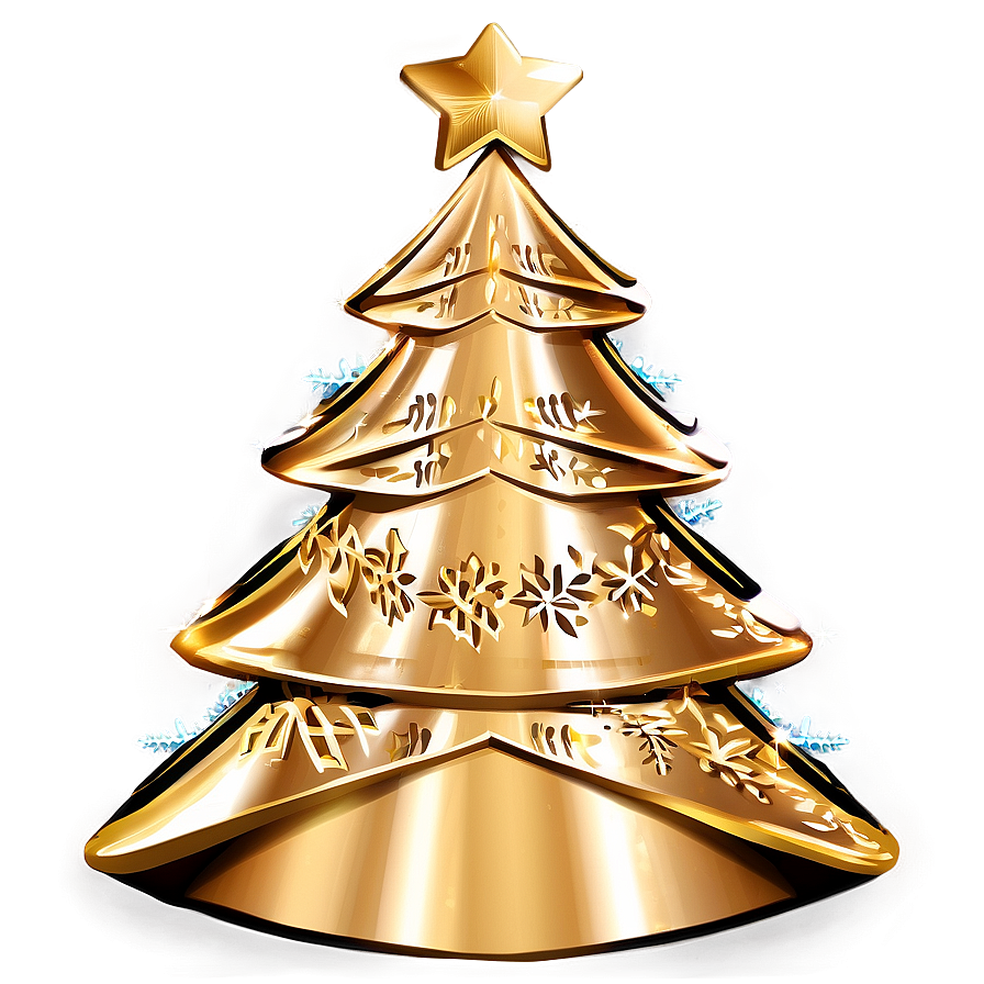 Gold Christmas Tree With Festive Bows Png 06282024