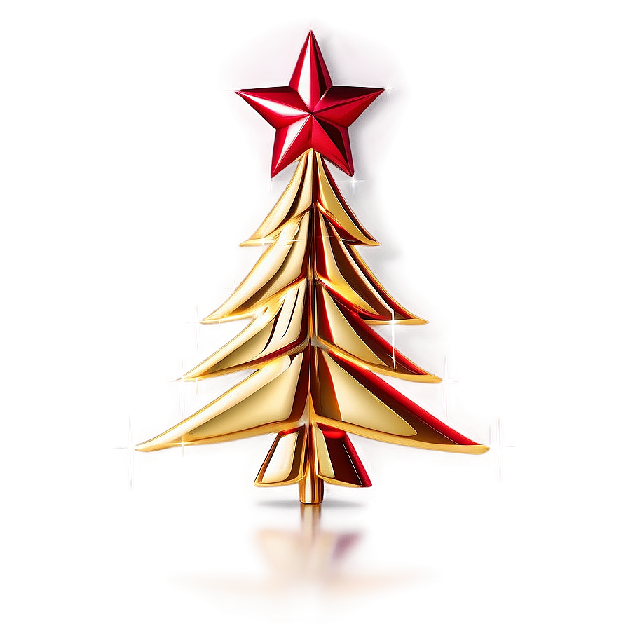 Gold Christmas Tree With Red Accents Png Xoe48