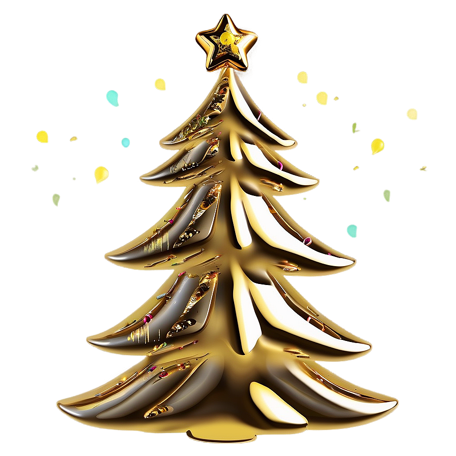 Gold Christmas Tree With Sunset Glow Png 29