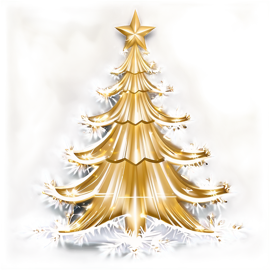 Gold Christmas Tree With White Snowflakes Png Aey61