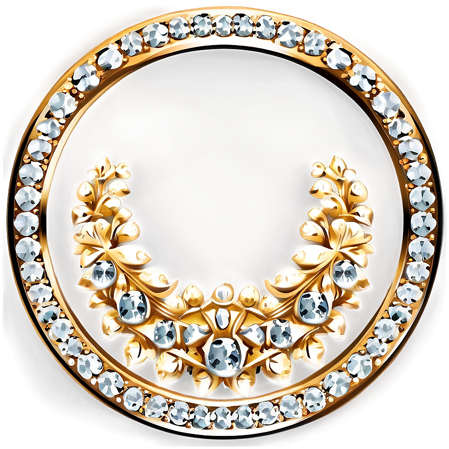 Gold Circle Frame With Diamonds Png Nwe95