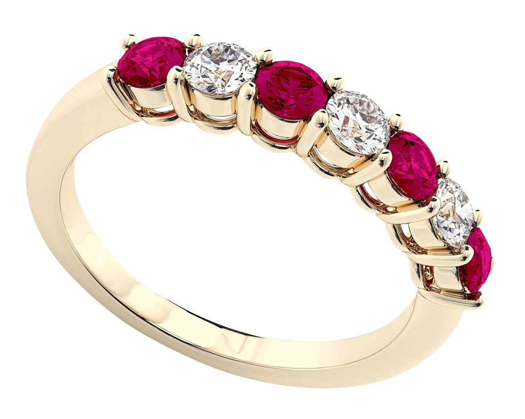 Gold Diamond Ruby Eternity Ring