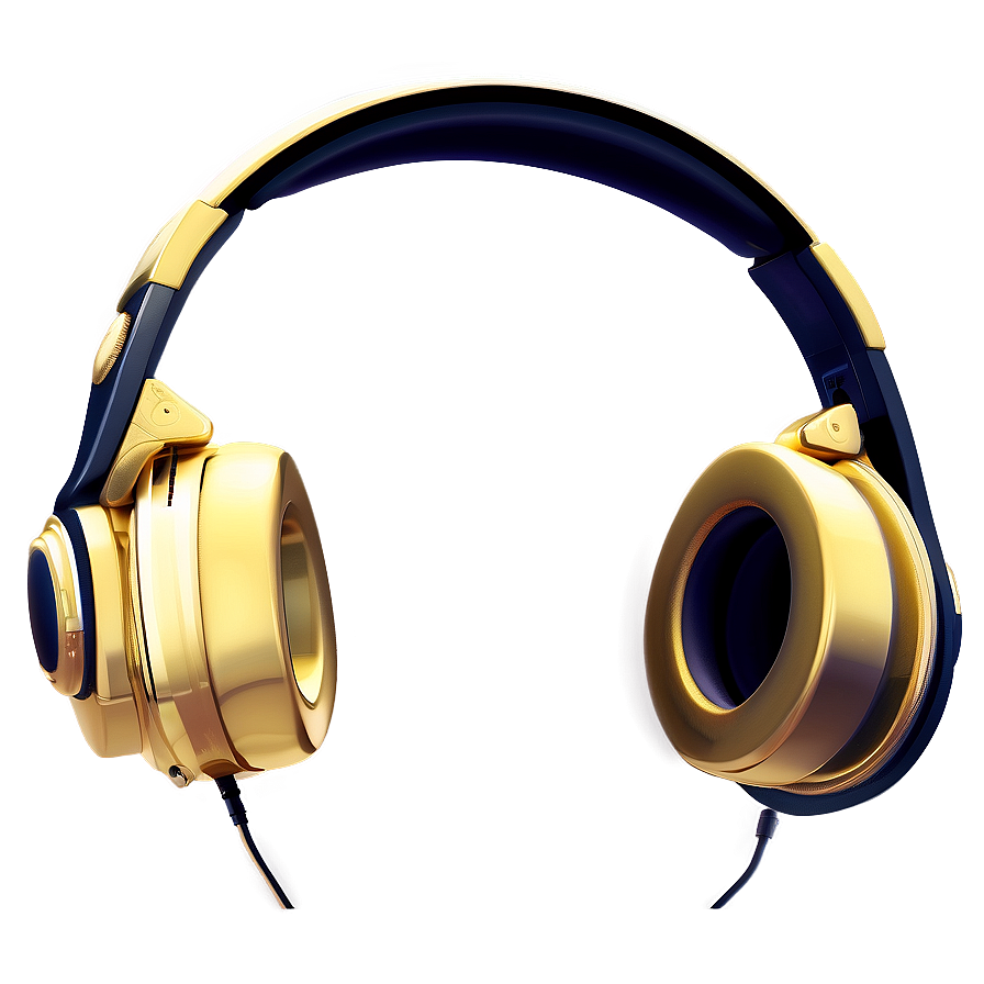 Gold Dj Headphones Png 06212024