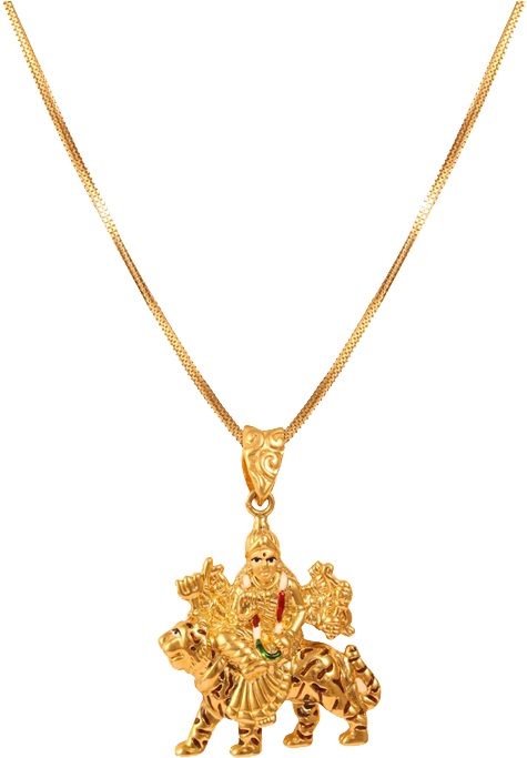 Gold Durga Pendant Necklace