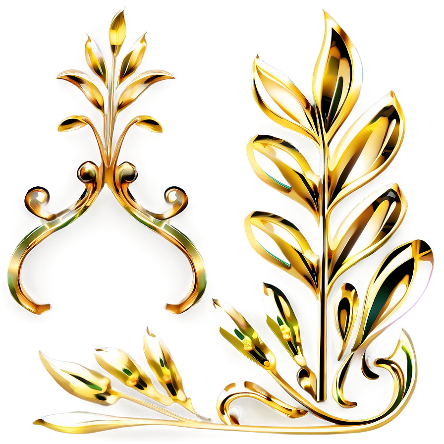 Gold Floral Motifs Png 36