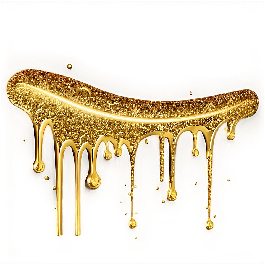 Gold Glitter Drip On White Png 06282024