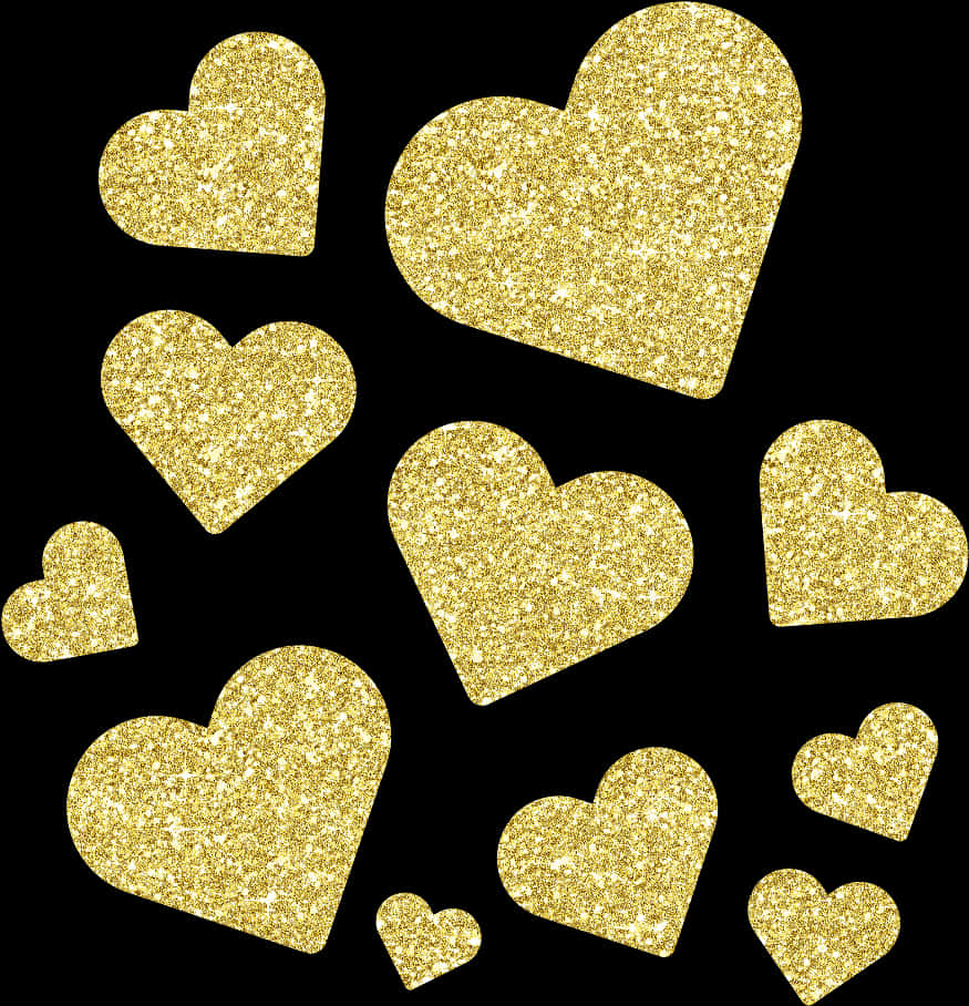 Gold Glitter Hearts Pattern