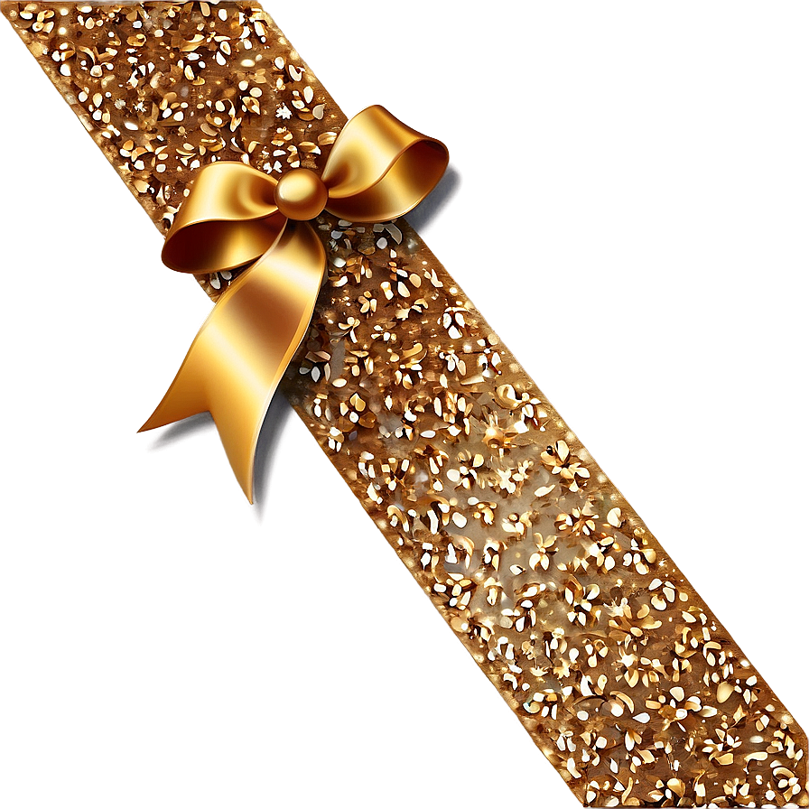 Gold Glitter Ribbon Png 05232024