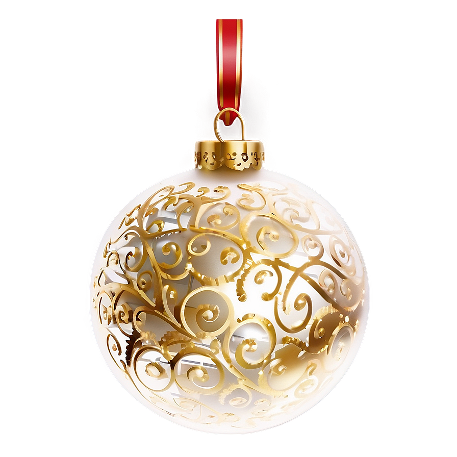 Gold Glitter Swirl Christmas Bauble Png Kht16