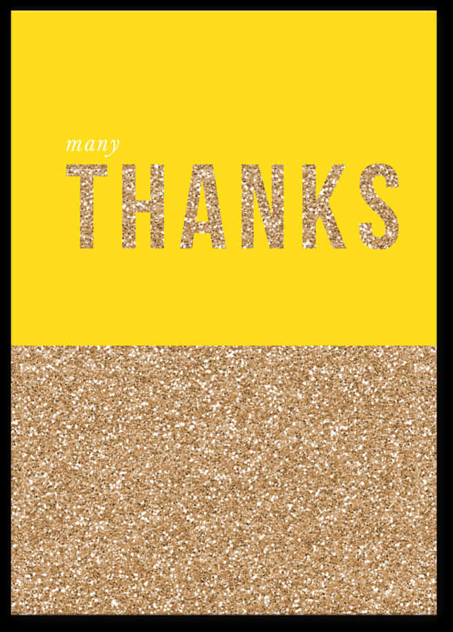 Gold Glitter Thanks Card