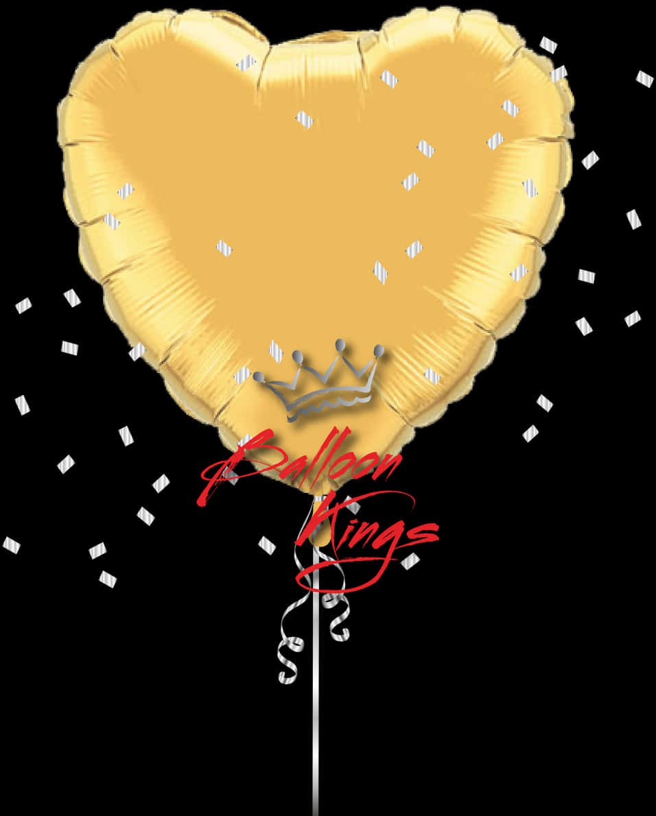 Gold Heart Balloonwith Crownand Confetti