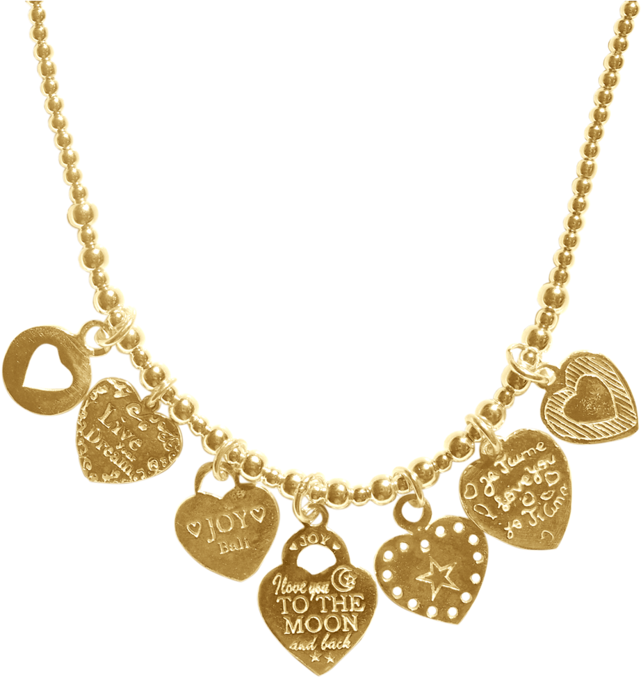 Gold Heart Charms Necklace