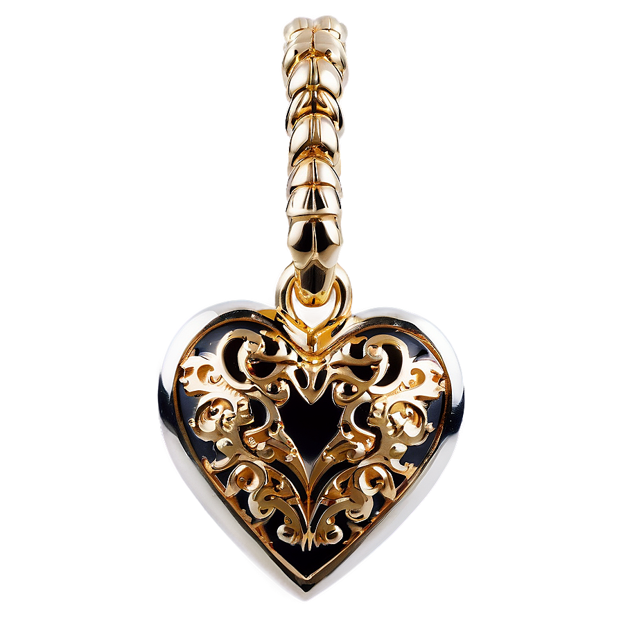 Gold Heart Pendant Png 05032024