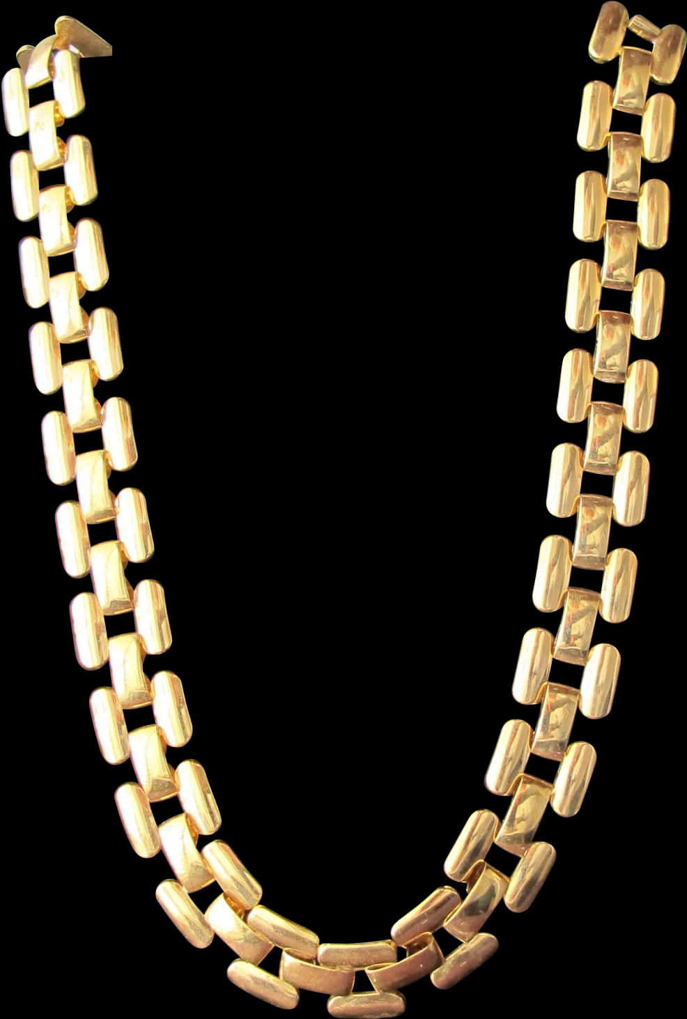 Gold Link Necklace Black Background