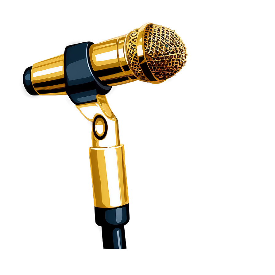 Gold Microphone On Stand Png 28