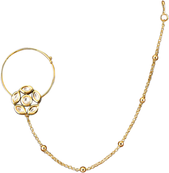 Gold Nose Ringwith Chain Jewelry