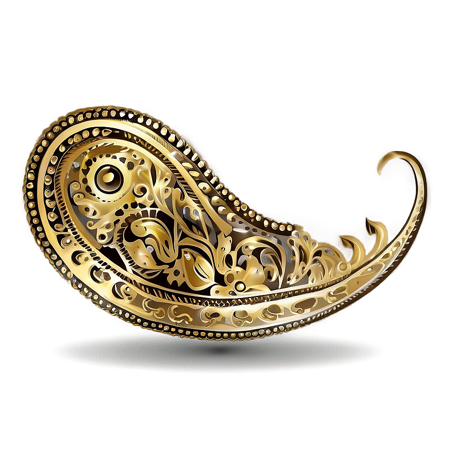 Gold Paisley Print Png Xje57