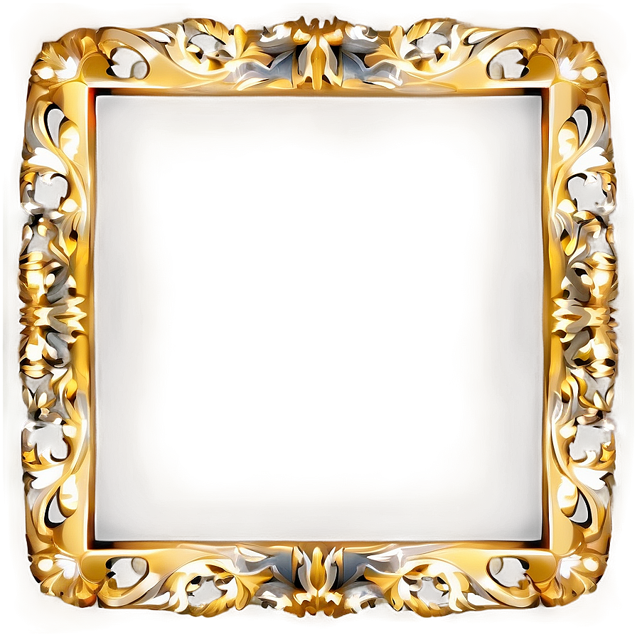 Gold Rectangle With Floral Png 06272024