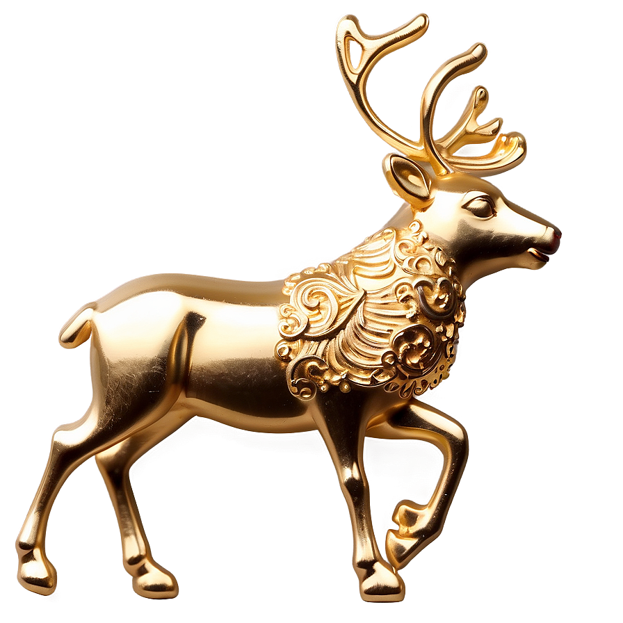 Gold Reindeer Christmas Ornament Png 2