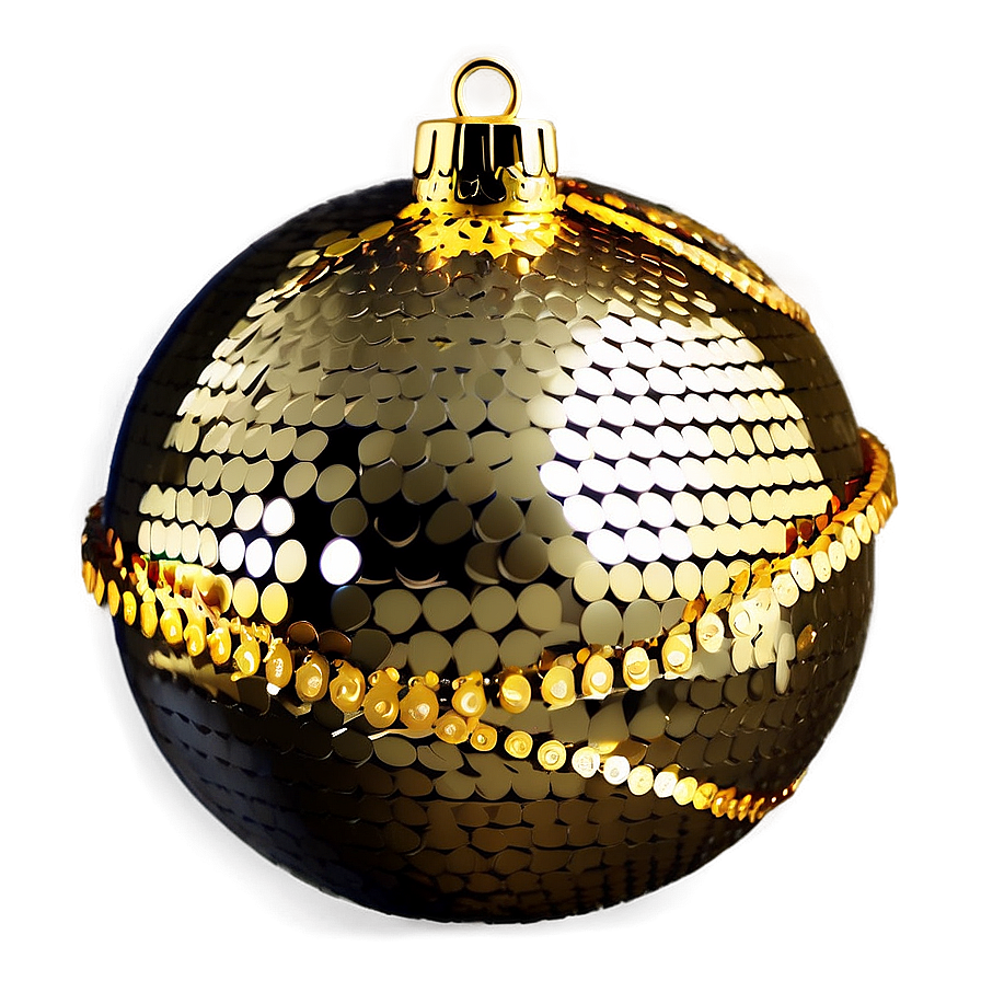 Gold Sequin Christmas Sphere Png 06262024