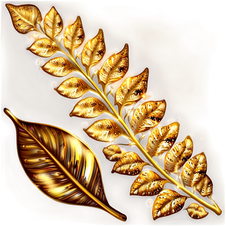 Gold Sparkle Leaves Png Kxi