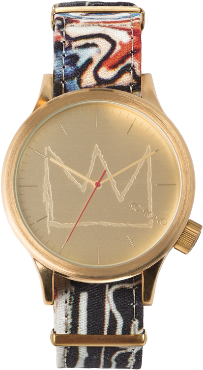 Gold Tone Watchwith Patterned Strap